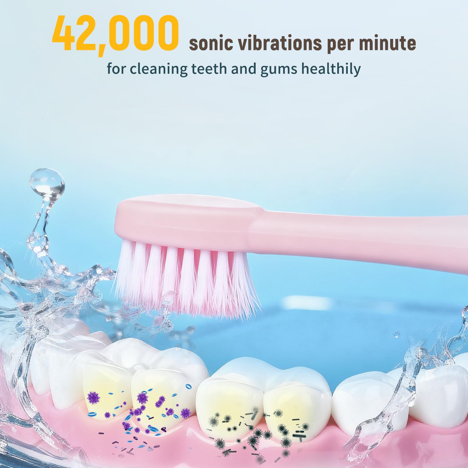 Confezione da 21 spazzolini elettrici per adulti ricaricabili Sonic Spazzolino da denti elettrico con 4 testine 6 modalità Funzione timer IPX7 Impermeabile 3 colori
