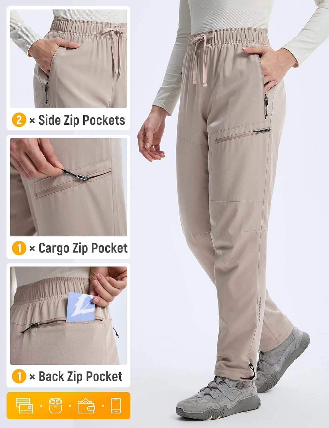  Women's Fleece Lined Hiking Pants Water Resistant Thermal Warm thumbnail