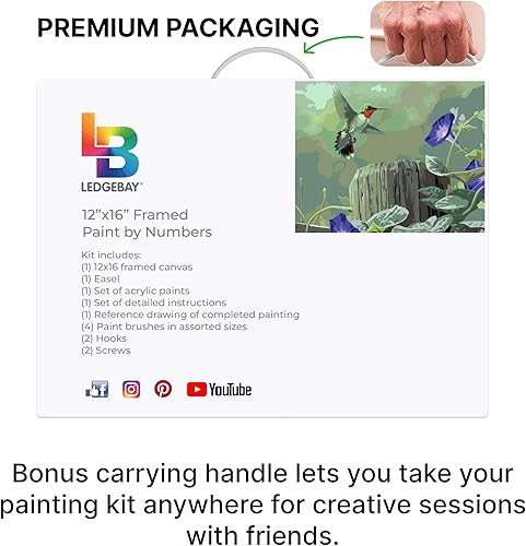 Miniatura 133 de Ledgebay - Pintura por número para adultos – Kits de pintura por números, pintura sin arrugas por números para adultos principiantes, 12 x 16