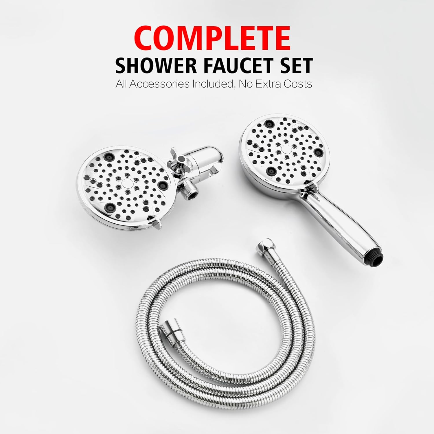 sumerain 3-Way 2-in-1 High Pressure Shower Head Combo with Handheld & Rain Shower and Shower Hose,Chrome Finish