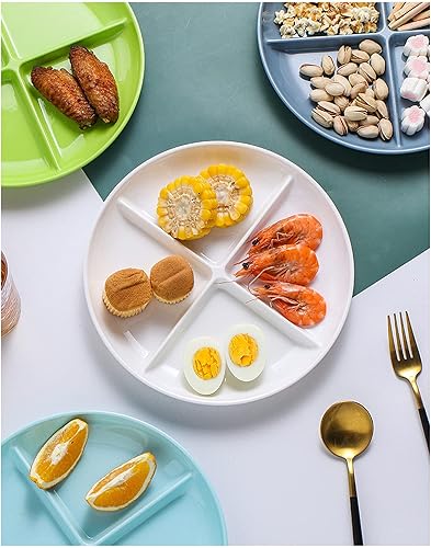 Miniatura 5 de Plato blanco con 4 compartimentos divididos para aperitivos, platos de frutas de grado alimenticio sin BPA, 1 paquete