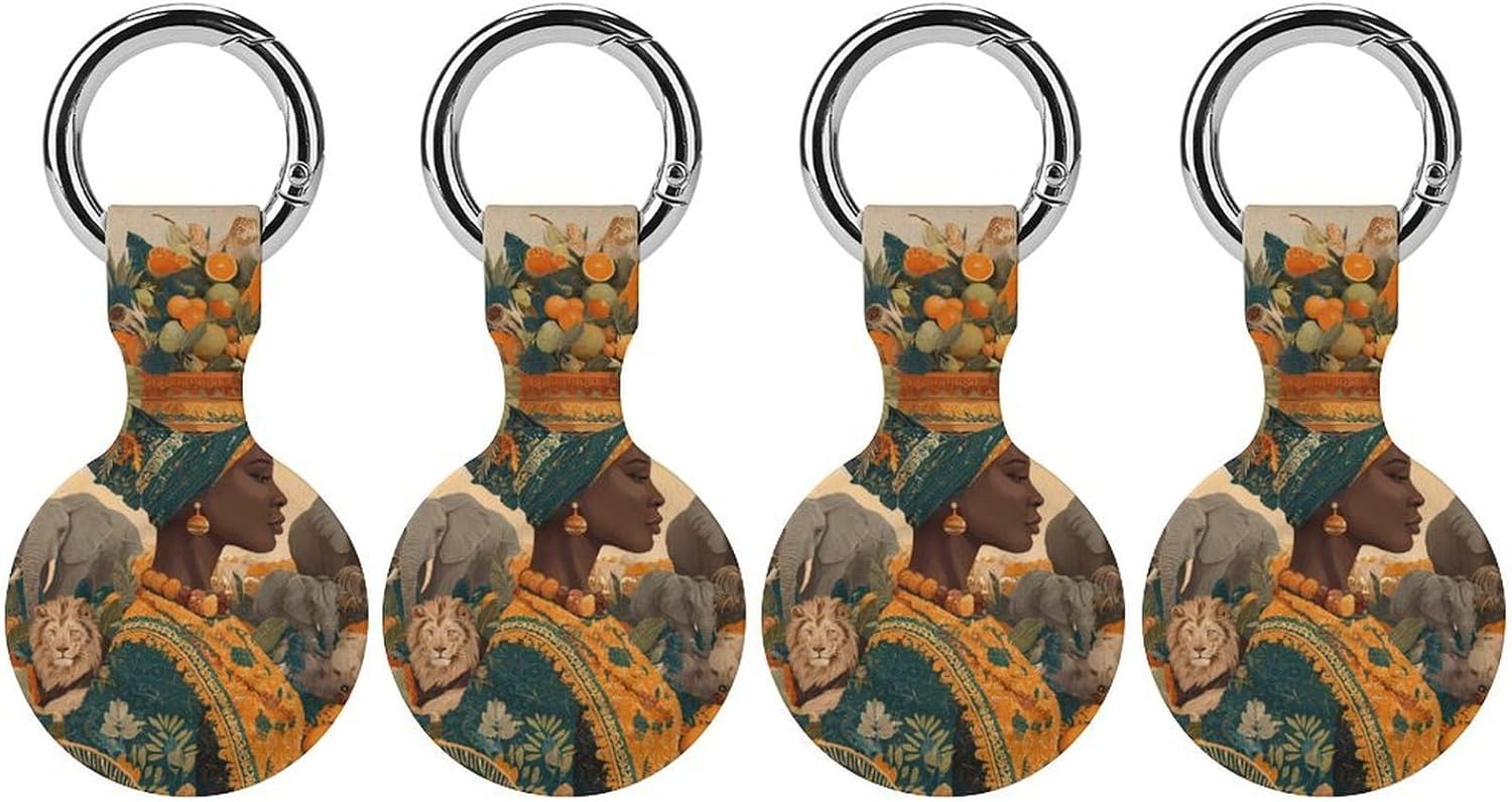 Savanna African Woman Animal World Case Compatible with AirTag Holder Cover with Keychain Ring for Bags Luggages