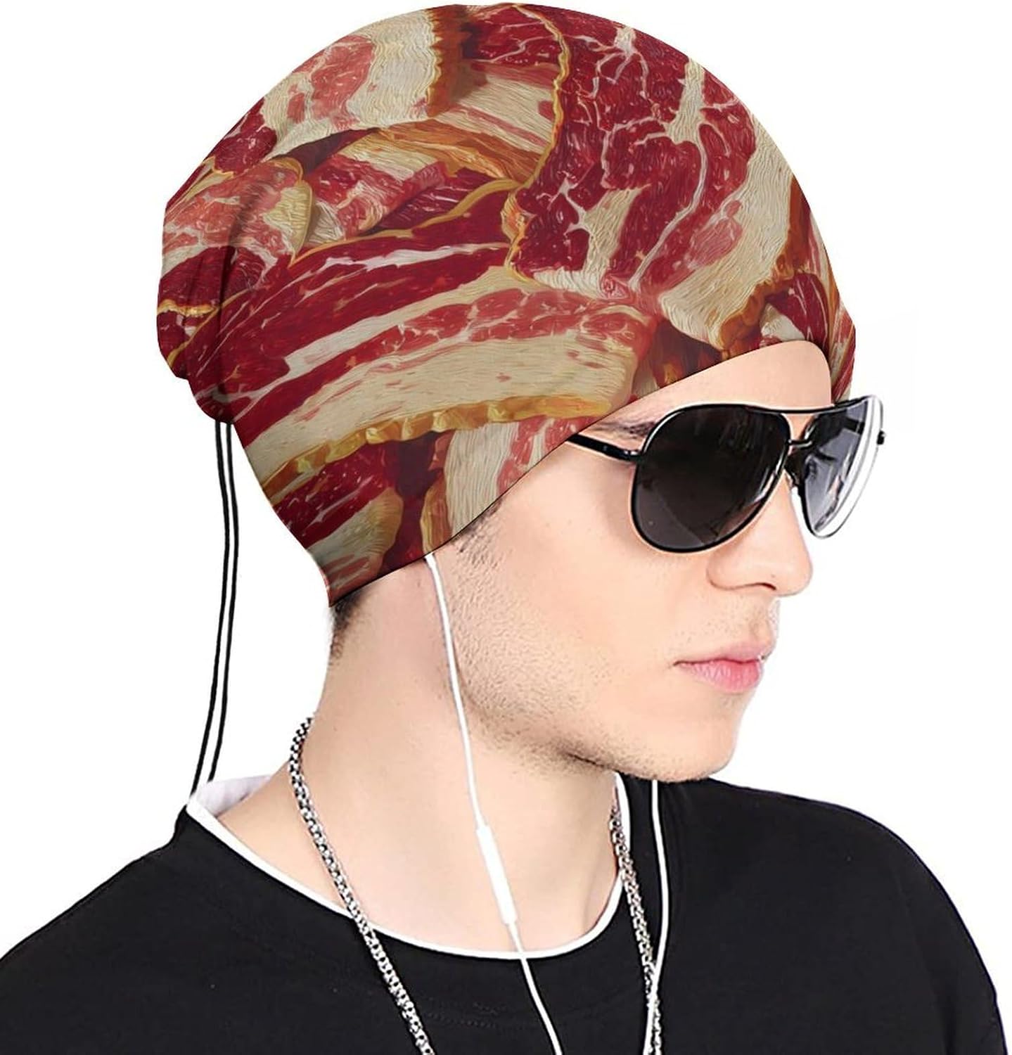 Sliced Meat Bacon Strips Unisex Neck Gaiter Face Scarf Cover Sun Hoods for Outdoor Hiking Skiing