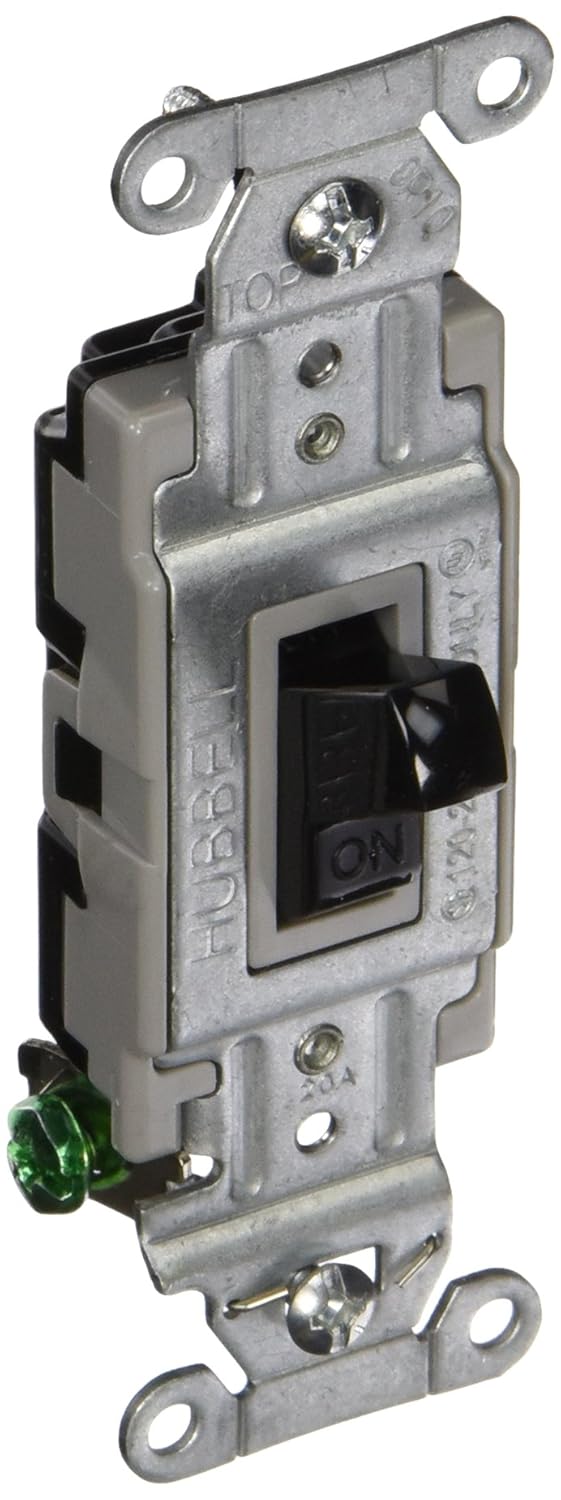 Hubbell CS120BK Commercial Specification Switch, Single Pole, 20 amp, 120/277V, Black