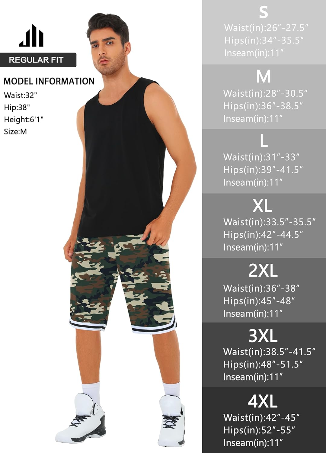 JWM Mens 11" Gym Basketball Shorts with Zipper Pockets - Quick Dry Lightweight Mesh Athletic Shorts for Workout Running