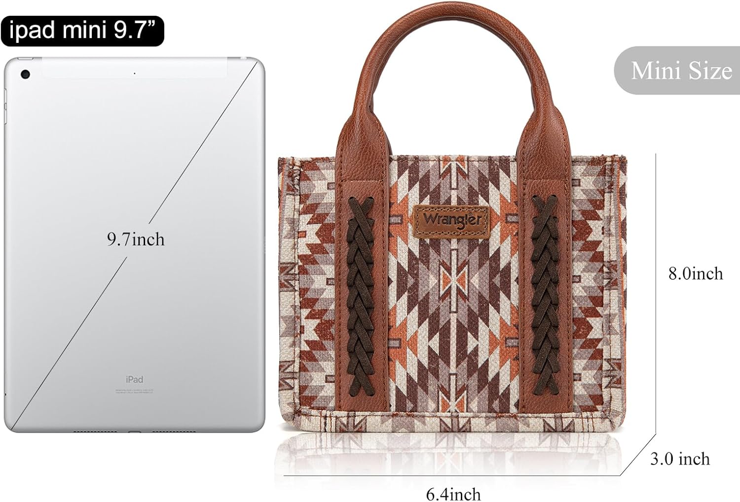 Montana West x Wrangler Mini Tote Bag for Women Small Western Crossbody Purse Aztec Top Handle Handbags - Image 4