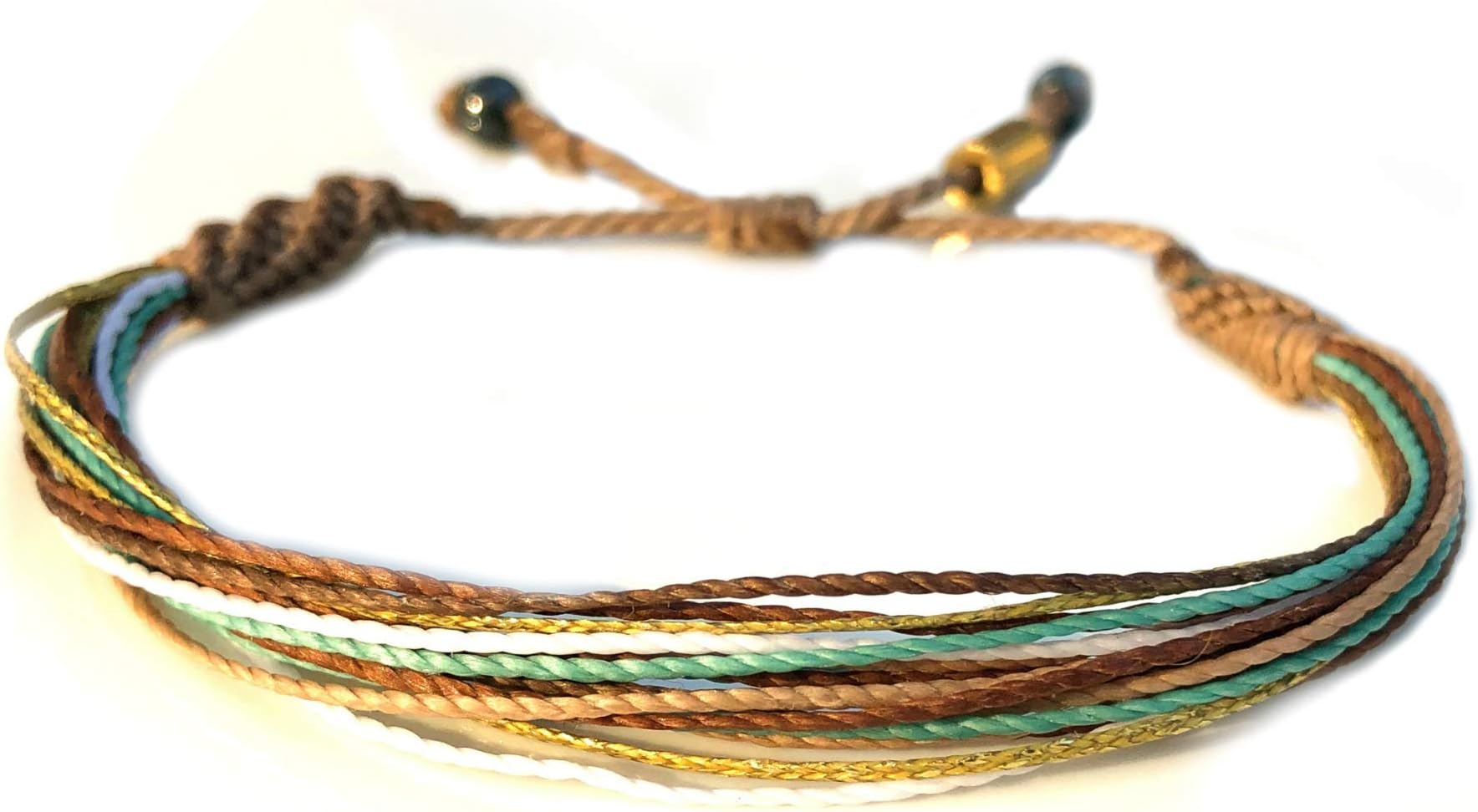 Rumi Sumaq Surfer String Bracelets for Men, Women & Kids — Adjustable Pull-Tie Waxed Cord, Coastal & Beach Colors, Custom Size and Color Options