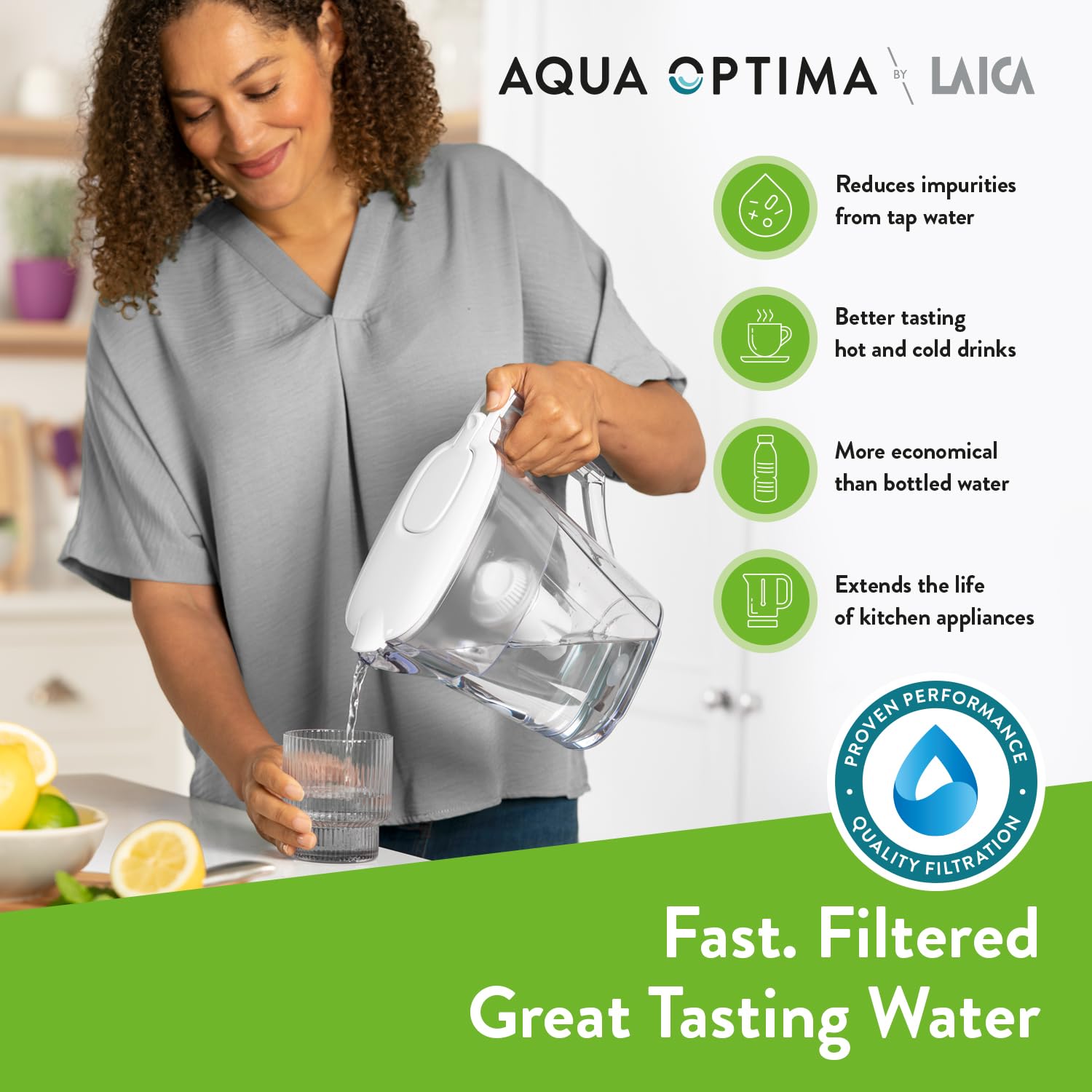 Aqua Optima Oria - Caraffa Filtrante Per Acqua, 3 Cartuccia Filtrante - Foto 3