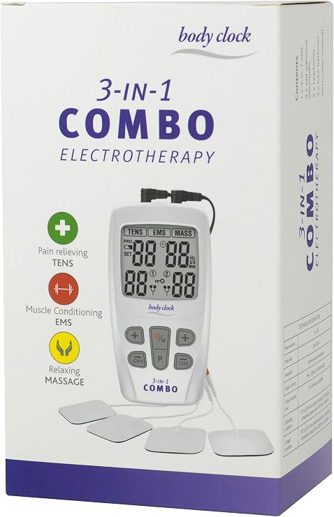3-in-1 Combo TENS ELECTROTHERAPY - Digital TENS & EMS Machine | Drug-Free Natural Pain Relief | 3-in-1 Pain Relief, Rehabilitation & Massage | 22 Programmes | 2 Channels | 4 Electrodes
