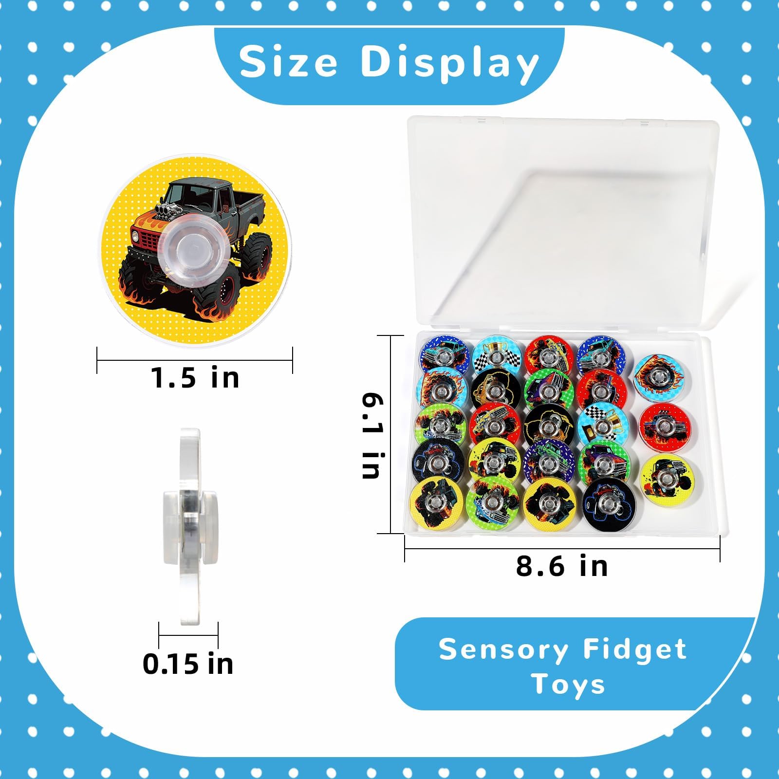 SCIONE 24 Pack Monster Truck Party Bag Fillers for Kids,Mini Pass the Parcel Prizes - Image 2