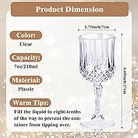 Vista 2 de Ciaell 24PCS Plastic Wine Glasses - 7 Oz Plastic Goblets for Party - Clear Vintage Drinking Glasses - Disposable Water Goblets Set for Wedding, Bar