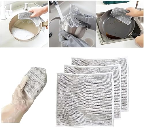 Depurador doble de acero inoxidable, limpiador de hierro fundido 2 en 1, limpiador mágico de acero inoxidable grueso para el hogar, limpiador de