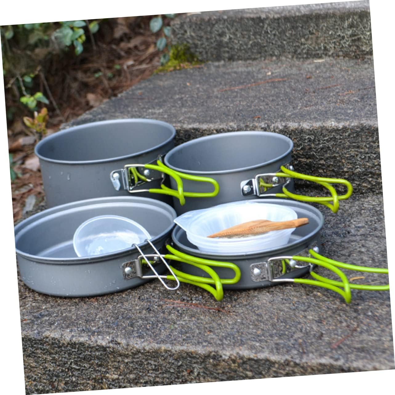 Backpacking Cookware Set Camping Kitchen Camping Aluminum Pot Mess Kit Outdoor Cooking Equipment Non-Slip Grip