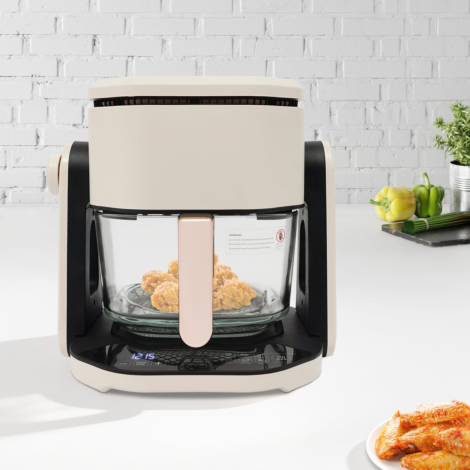 HeißLuftfritteuse 1200W 4.5 L Klimaanlage FräTter Gesundes Kochen für Haushalt & KüChe, GroßEs FassungsvermöGen, Kann Zum Backen und Backen Verschiedener Lebensmittel Verwendet Werden (Weiß)
