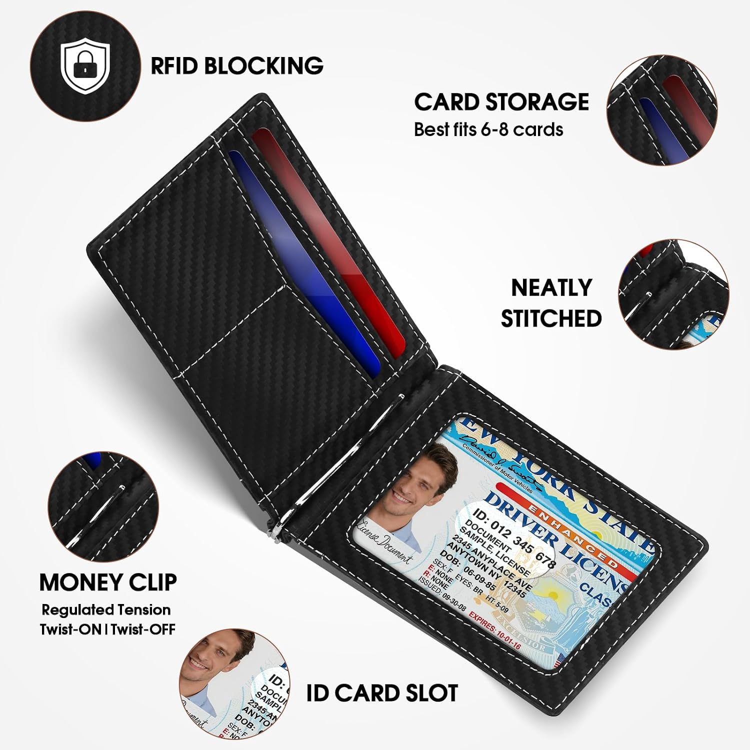 GAOCHALE Slim Bifold Wallet for Samsung Smarttag2 Genuine Leather Minimalist Wallet Compatible with Samsung Tag RFID Blocking Card Holder with ID Windows | Money Clip(Carbon)