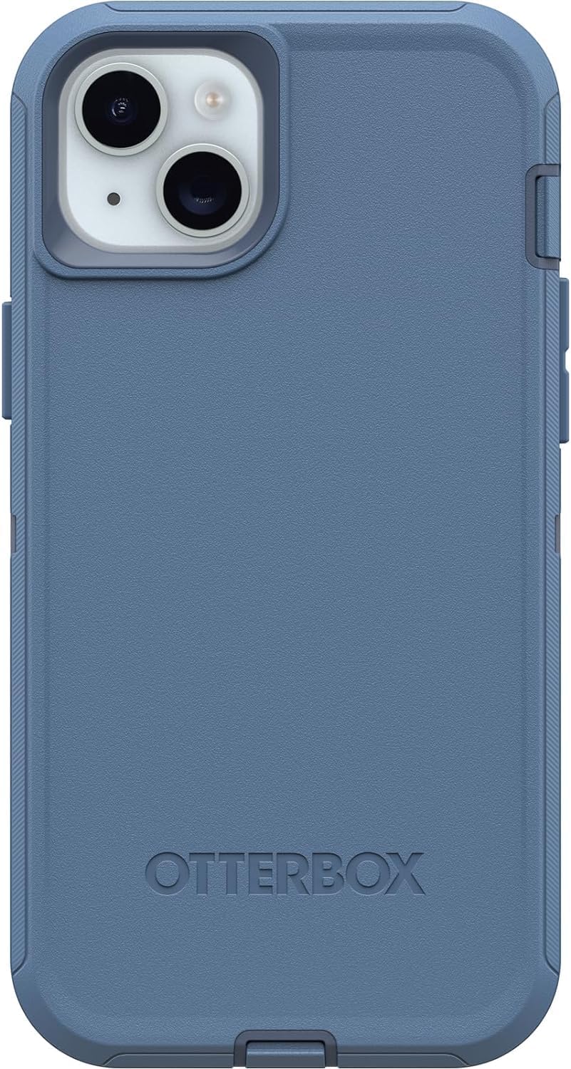 OtterBox iPhone 15 Plus & iPhone 14 Plus (Only) - Defender Series Case - Baby Blue Jeans (Blue) - Screenless - Rugged & Durable - with Port Protection - Non-Retail Packaging