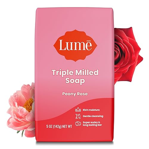 Lume Jabón triple fresado, rica humedad y limpieza suave, sin parabenos, sin ftalatos, seguro para la piel, 5 onzas (rosa peonía)
