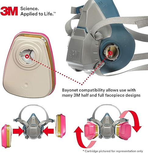 Miniatura 5 de 3M 6005 cartucho de forlmaldehídovapor orgánico para protección respiratoria, 2 unidades