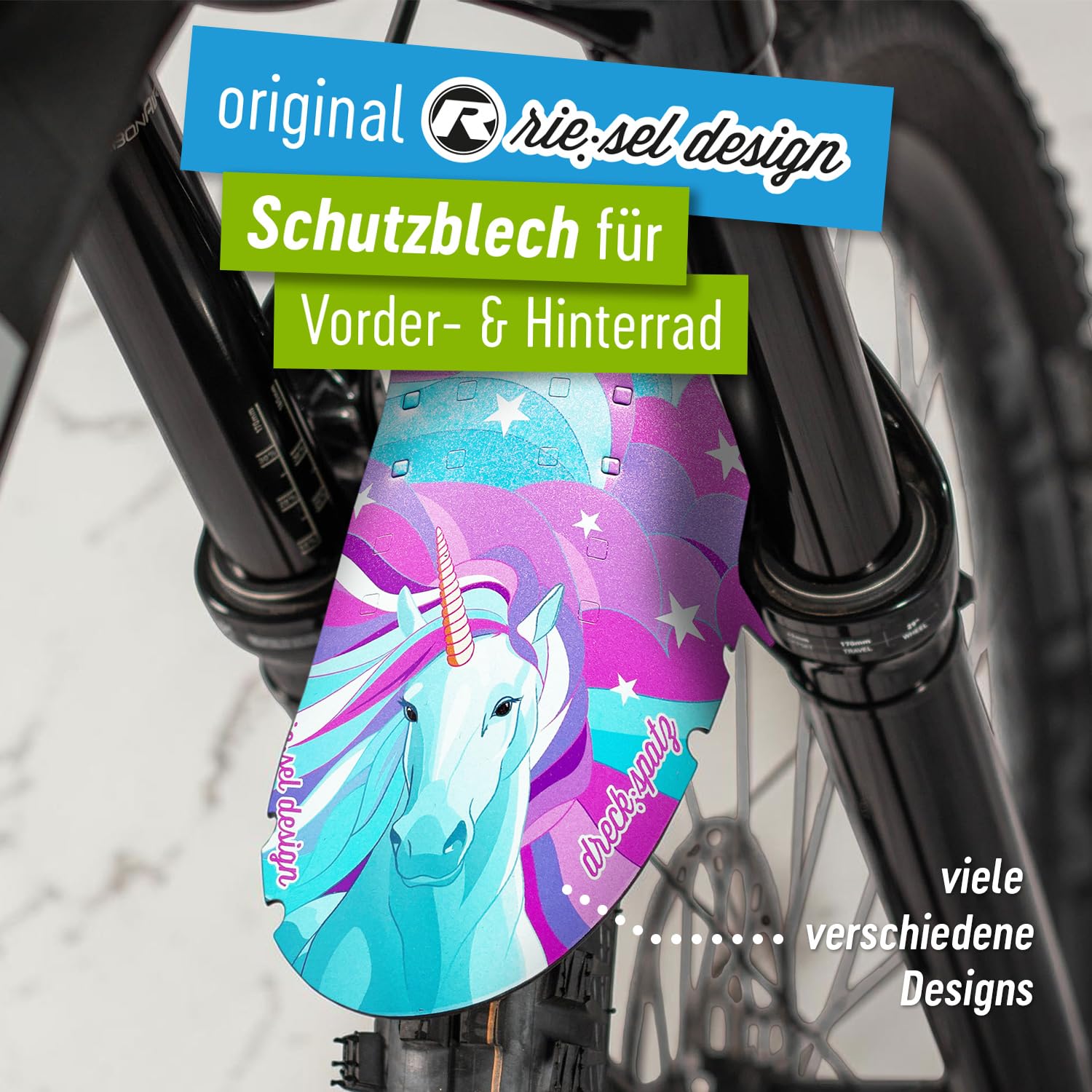 Riesel Design - Dreck:Spatz Kinderfahrrad Schutzblech - vorne, 16-29 Zoll