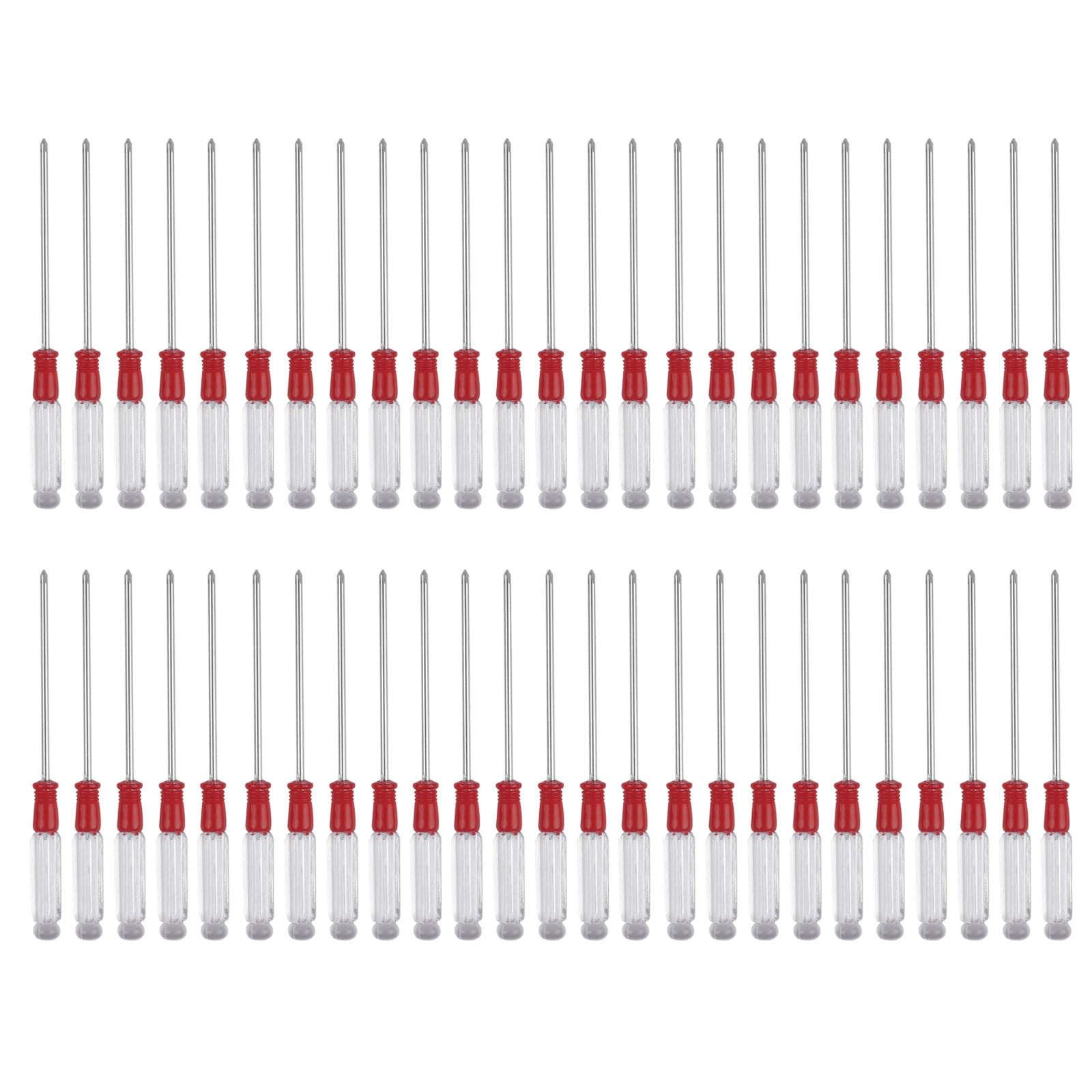 Zbiianxer P Hillips Red 50Pcs Fashionable Clear Handle Screwdriver Small Size Flat & Slotted Bit For Repair Tasks Slotted