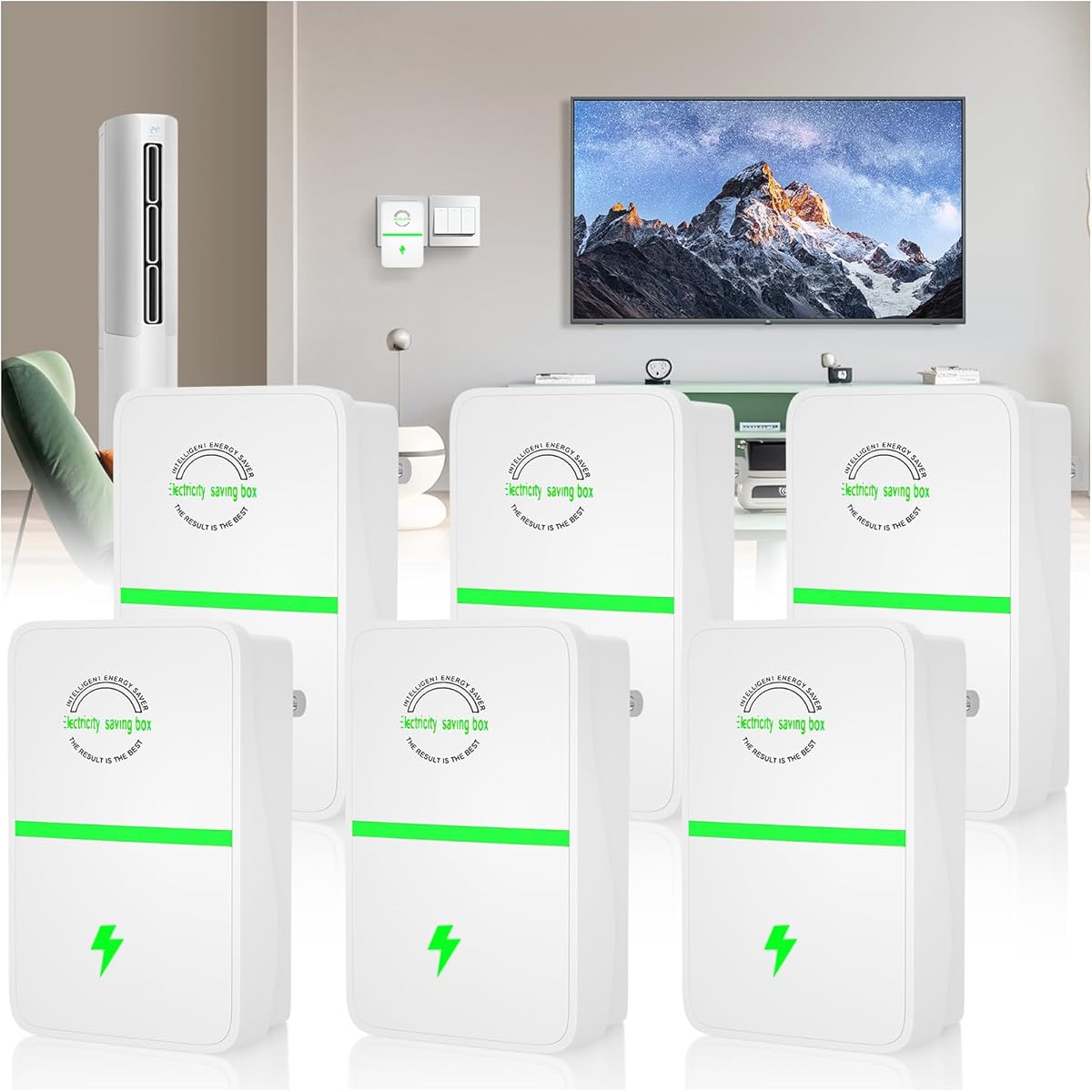 Power Saver Pro, 2025 New Power Saver Pro X, 6Pack Electricity Saving Box, Intelligent Stop Energy Watt Saving Device Reduces Energy Costs, Stabilize Voltage, US Plug, 90V-250V, 30kW