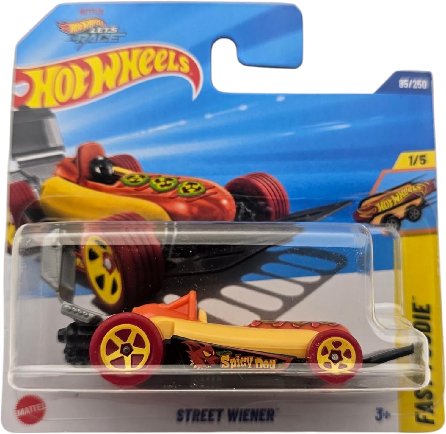 Hot Wheels Street Weiner, Yellow and Red Die-Cast Vehicle