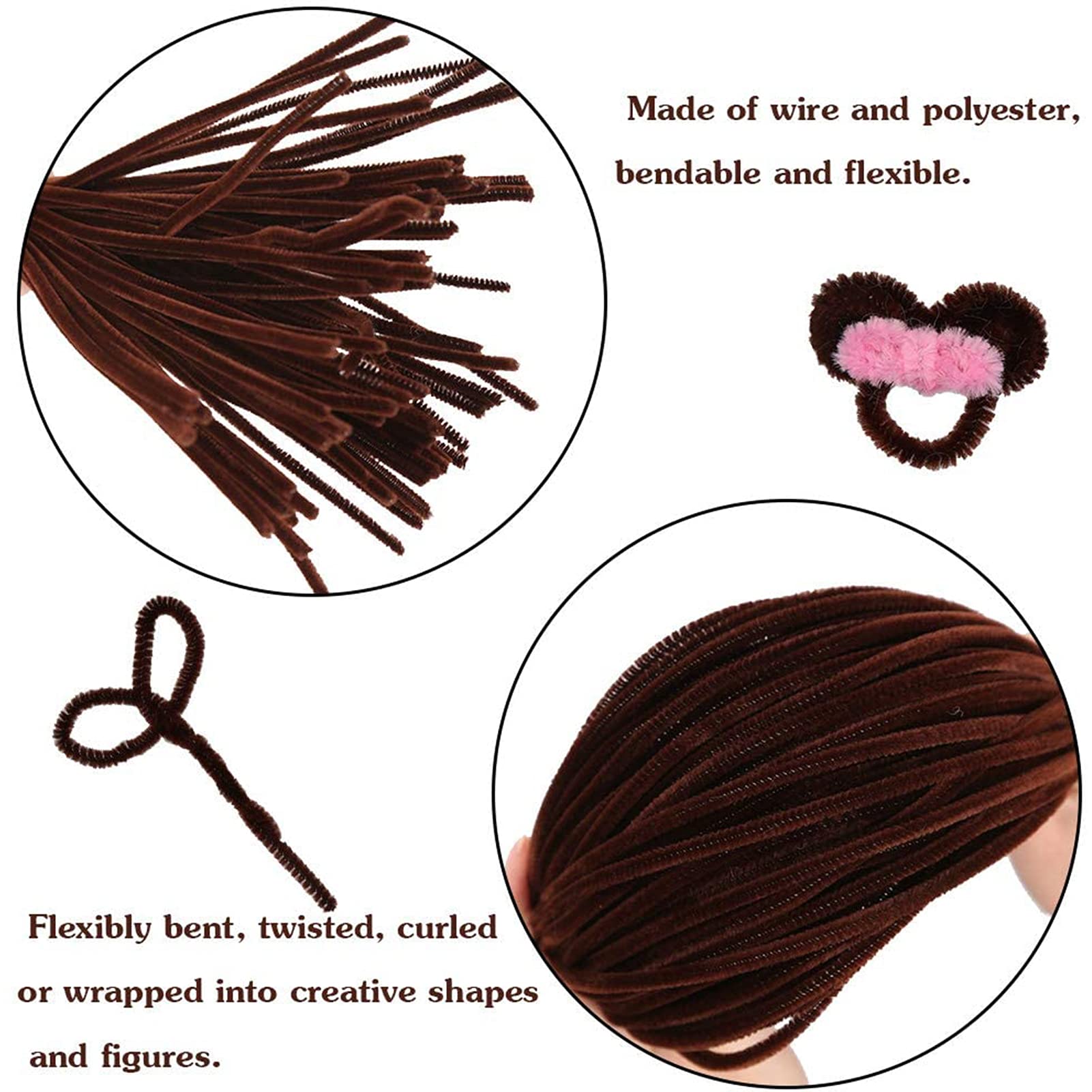 Kit 400 Pièces Artisanat Noël - Chenilles Marron, Pompons Rouges, Yeux Mobiles - Pour Rennes, Décorations DIY