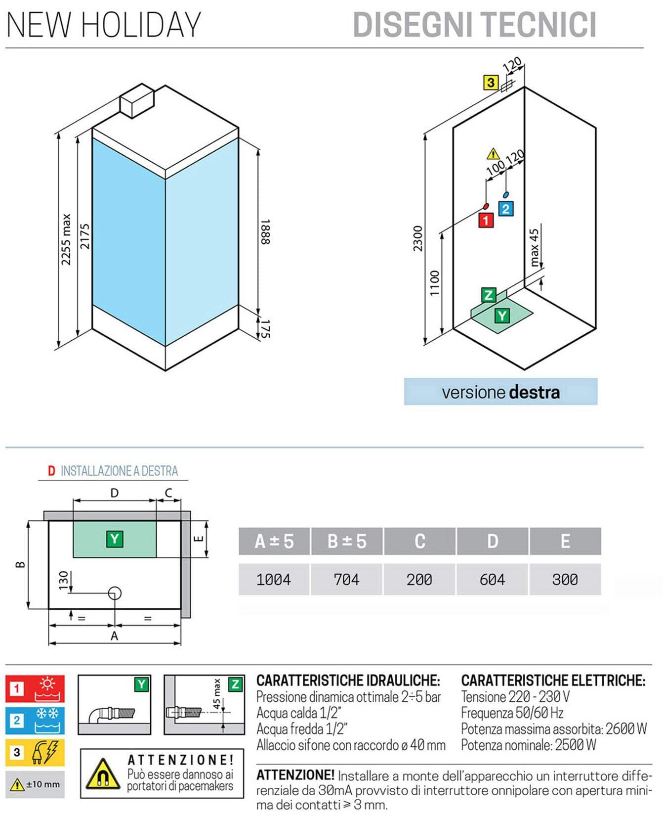 Novellini New Holiday 2P+F Hammam 100 x 70 cm Cabina de ducha multifunción apertura deslizante asiento derecho mezclador mecánico cristal Aqua perfil blanco hidromasaje sauna estéreo altura 225,5 cm