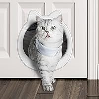 CAREMYWORLD No Flap Cat Door Interior - Large Safe Pet Door for Cats Up to 22 lbs, Easy DIY Install, No Training Needed, Snow White