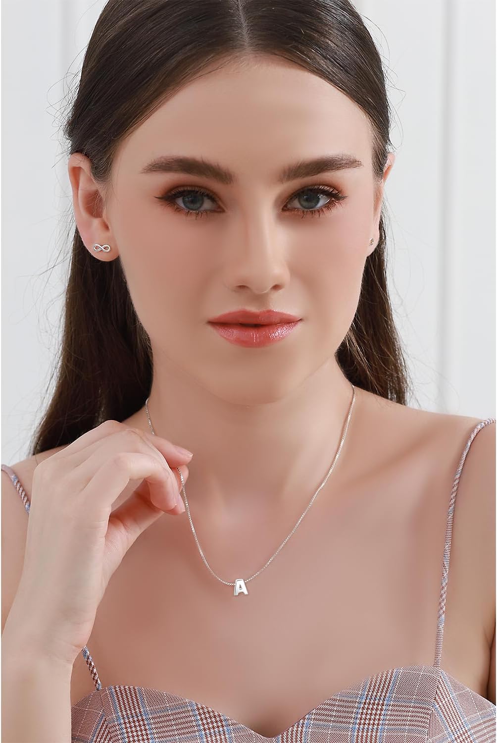 SEA OF ICE 925 Sterling Silver Initial Alphabet Capital Letter A-Z Personalized Gift Pendant Necklace, 18" - Image 5