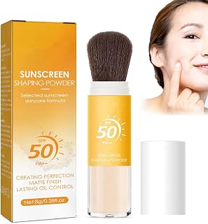 Mineral Powder Sunscreen Brush - SPF 50 Powder Sunscreen for Face, Mineral Sunscreen Setting Powder, Sun Protection Powder, Oil Control Natural Matte Finish, Lasting Lightweight Breathable, All Skin