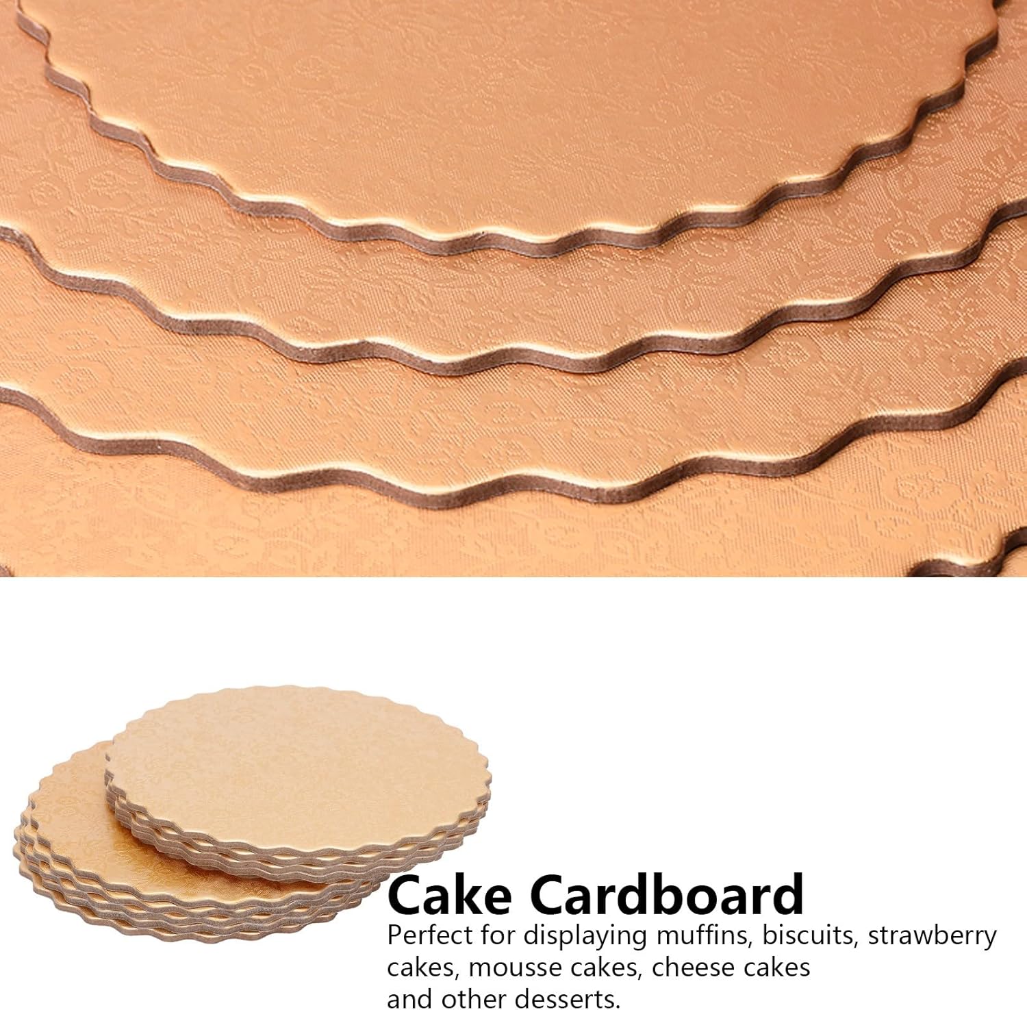 10PCS Gold Cakeboard Round, One Off Cake Circle Base Boards, Reusable Double Sided Cake Trays, for Weddings, Birthdays, Baking and Desserts (12 Inch)