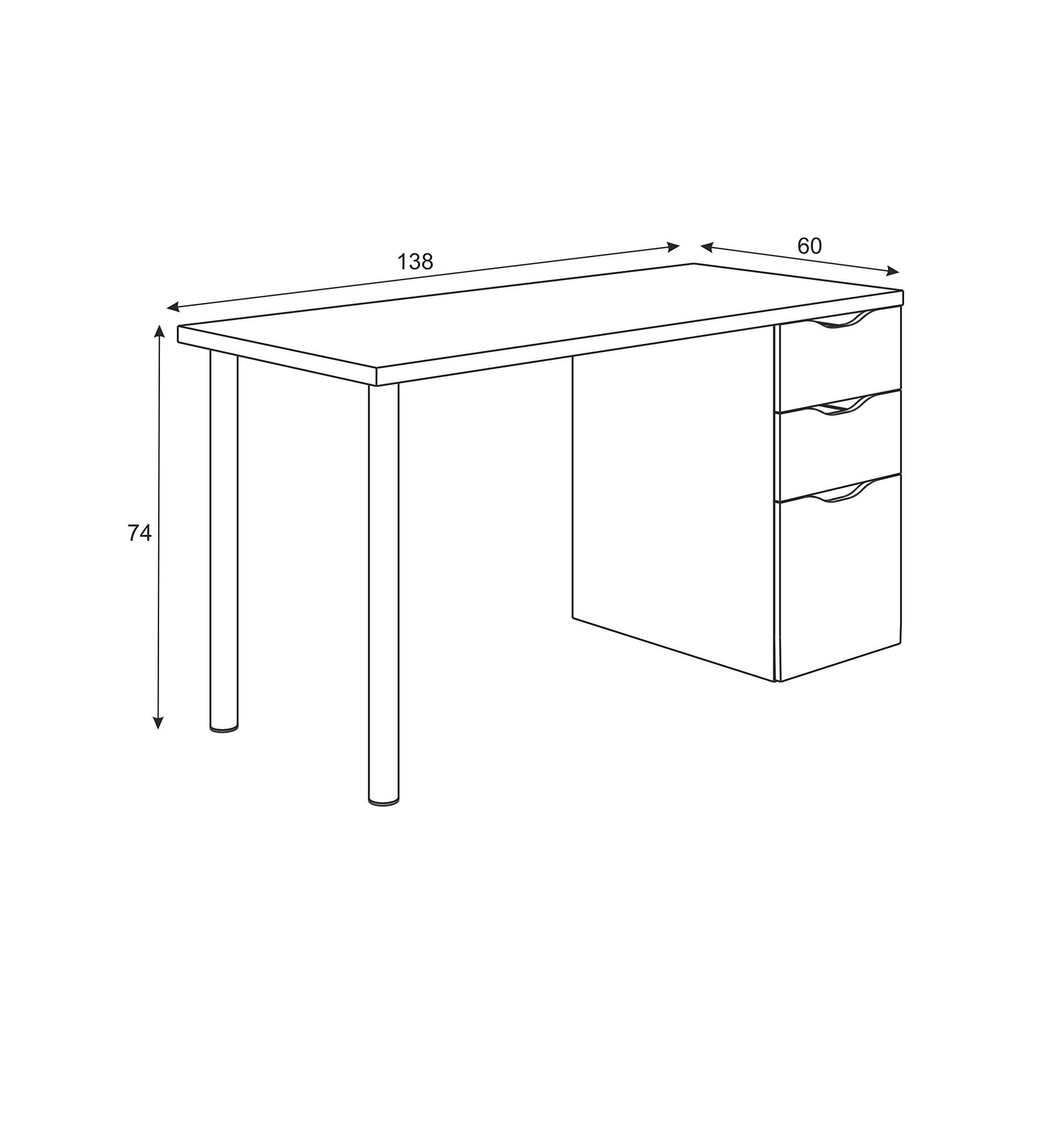Mobelcenter - Mesa de Escritorio con cajonera Reversible - Mesa de Oficina Blanca - Medidas: 138 cm Ancho x 60 cm Fondo - 0892