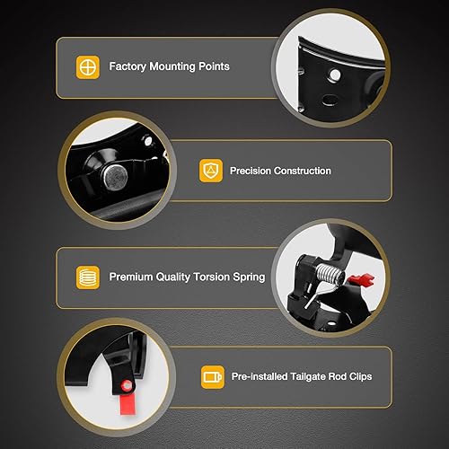 Vista 3 de Gledewen Pestillo de mango de puerta trasera y moldura de bisel con clips de varilla para Chevy Silverado GMC Sierra 1999-2007 1500 2500 3500