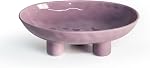 Three-Legs Ceramic Fruit Bowl, 25cm Ceramic Bowl for Kitchen Counter, Large Candy Bowl, Key Bowl for Home Decor Oval Ceramic Bowl Beige ca