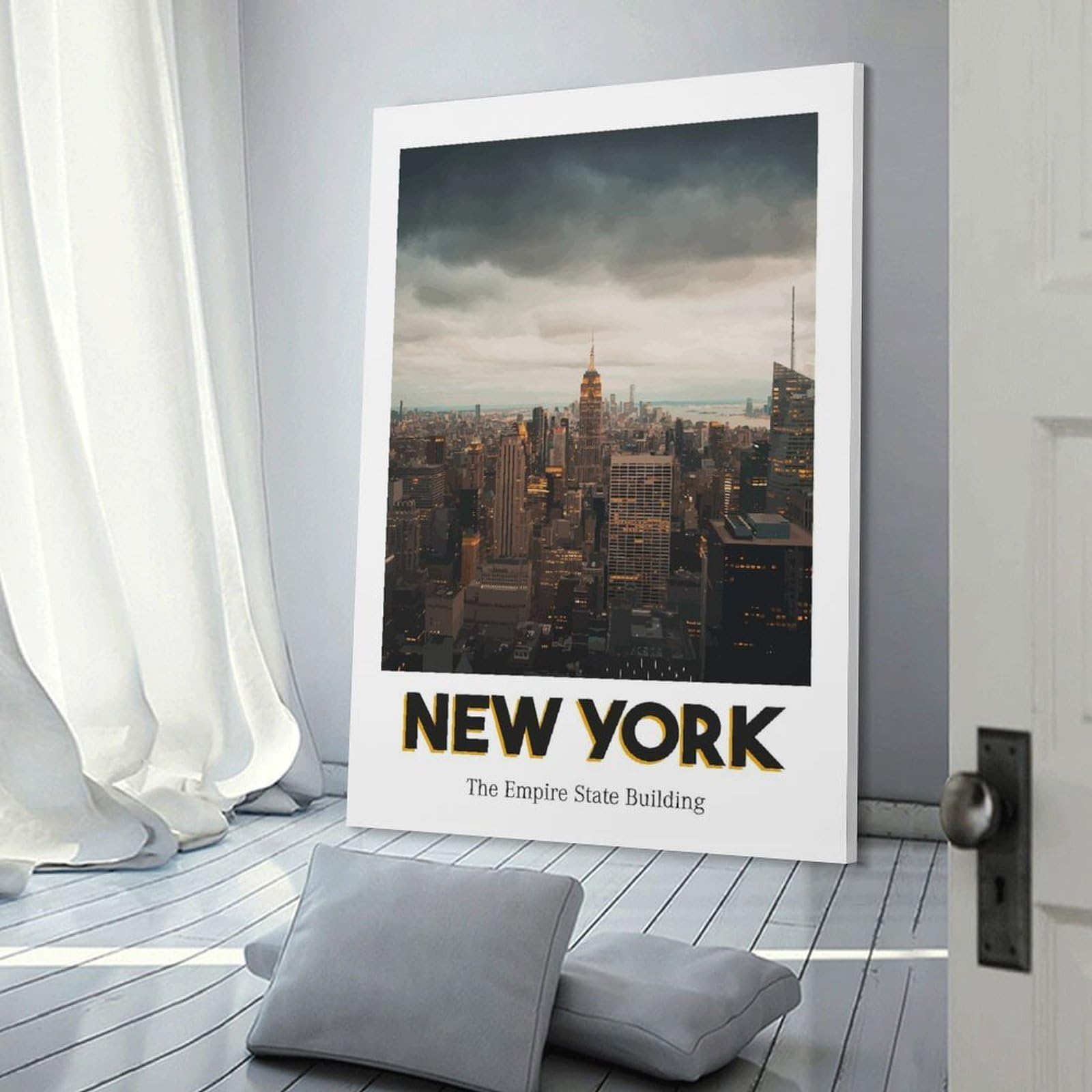 Junmoney The Empire State Building Canvas Wall Art, 20x30inch(50x75cm), for Living Room, Bedroom Or Apartment Walls, A Home Accent with Warm Character