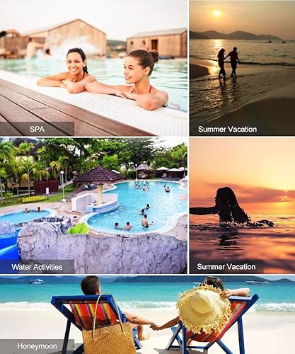 Miniatura 7 de American Trends Traje de baño de una pieza para mujer, espalda cruzada, estampado de bloques de color, trajes de baño atléticos modestos