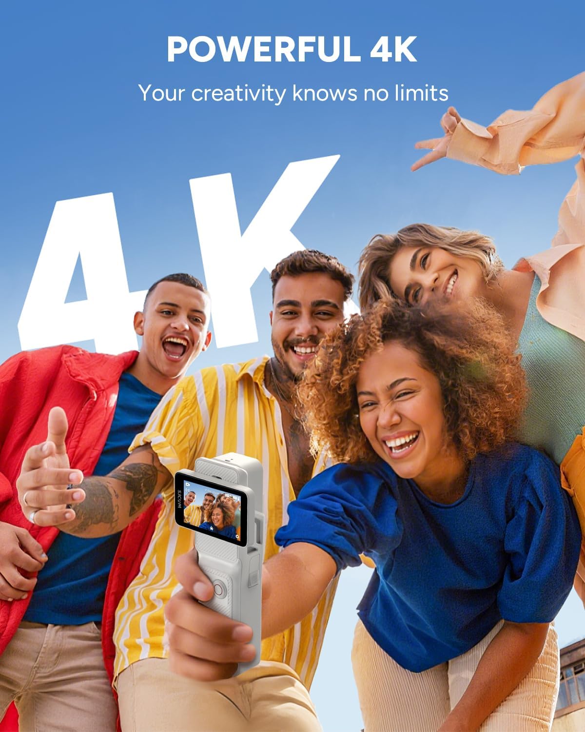 SJCAM C400 4K Pocket Vlogging Camera Combo, 7H Long Battery Life with 6-Axis Gyro Stabilization, 30M Waterproof Body Cam for YouTube Creators & Influencers, 2.29" Touch Screen, 64GB Card Included