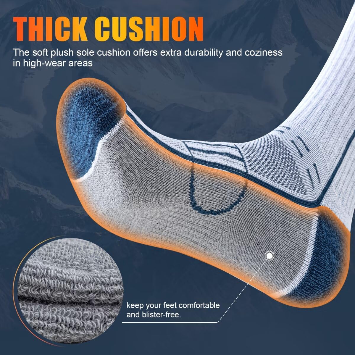 Circorld Calzini Uomo, Anti-Vescica Calze Trekking Uomo Donna, Calze Sportive Cotone, Calze Spugna Running, Calze Ciclismo, Calze Lavoro, 3 Paia