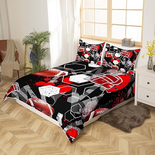 Miniatura 2 de Funda de edredón de fútbol americano, juegos de ropa de cama de rugby para niños, niñas, adolescentes, juegos de pelota y deportes, funda de edredón