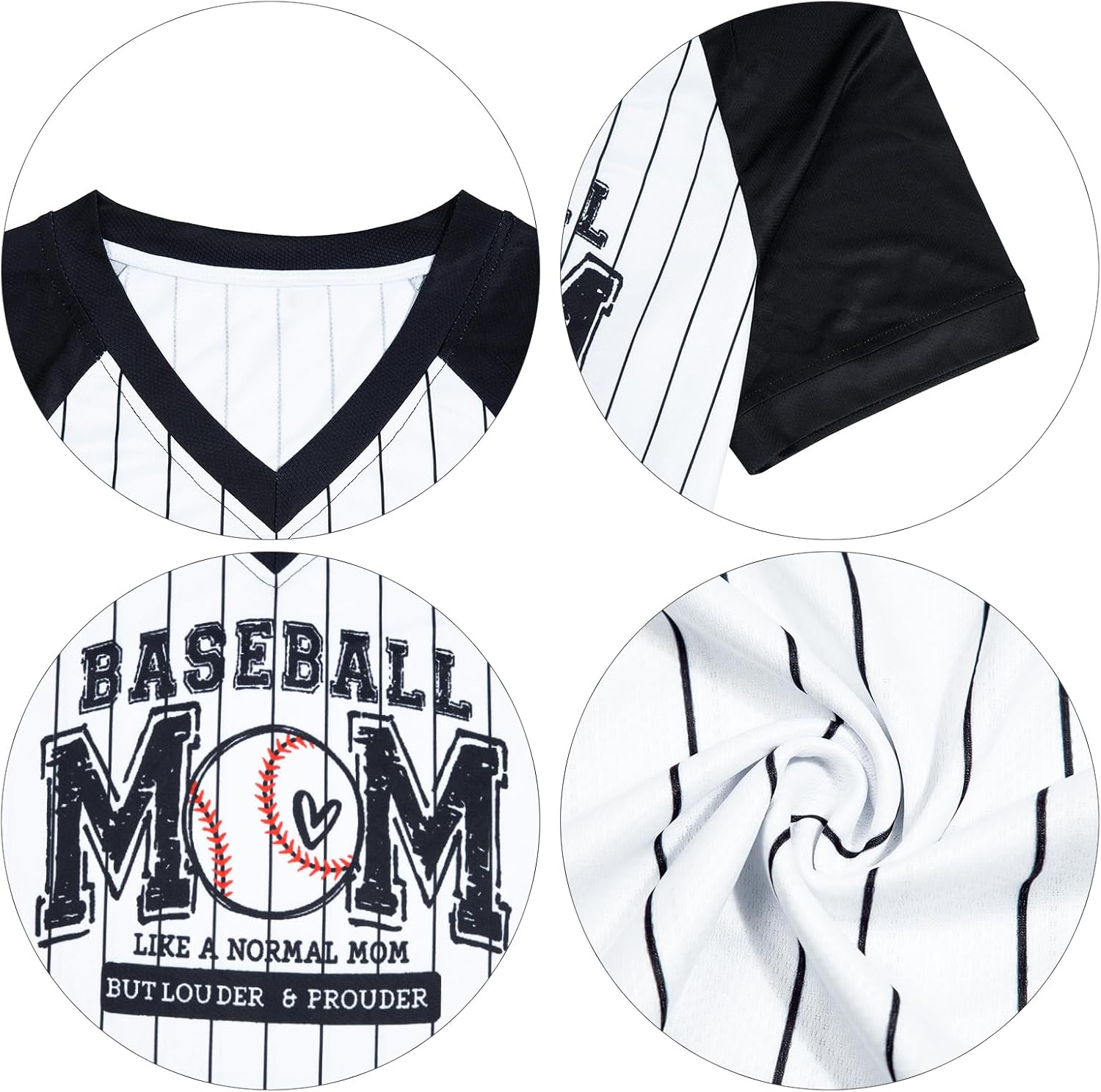 Baseball Mom Shirts for Women - Oversized V Neck Baseball Jersey Shirt Stripe Graphic Print Casual Tops Tees - Image 5