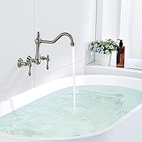 Vista 4 de sumerain Grifo de bañera de montaje en pared, relleno de bañera de níquel cepillado, centro de 8 pulgadas