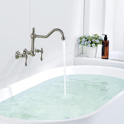 Miniatura 4 de sumerain Grifo de bañera de montaje en pared, relleno de bañera de níquel cepillado, centro de 8 pulgadas