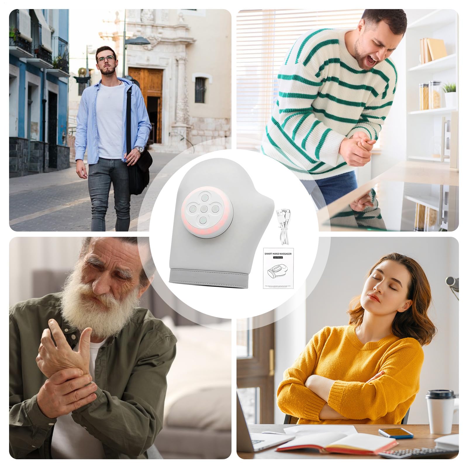 Masajeador de Manos con Calor y Compresión Máquina Portátil Ergonómica