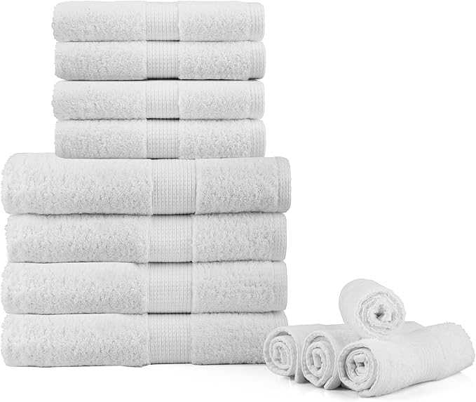 SNOWDROP Luxury Bath Towels Set 12 Piece Set, Bamboo