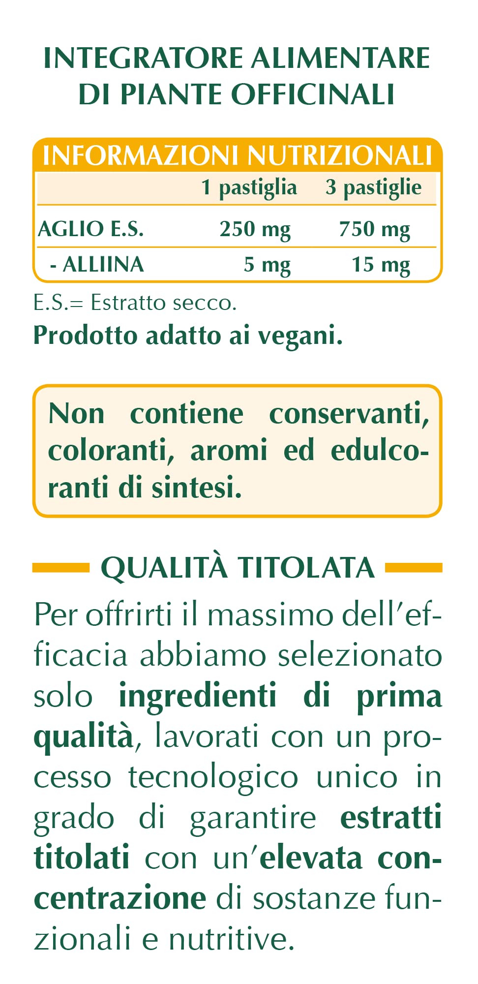 Dr Giorgini Integratore Alimentare, Monocomponenti Erbe Aglio Estratto Titolato al 2% in Allina Pastiglie - 30 g