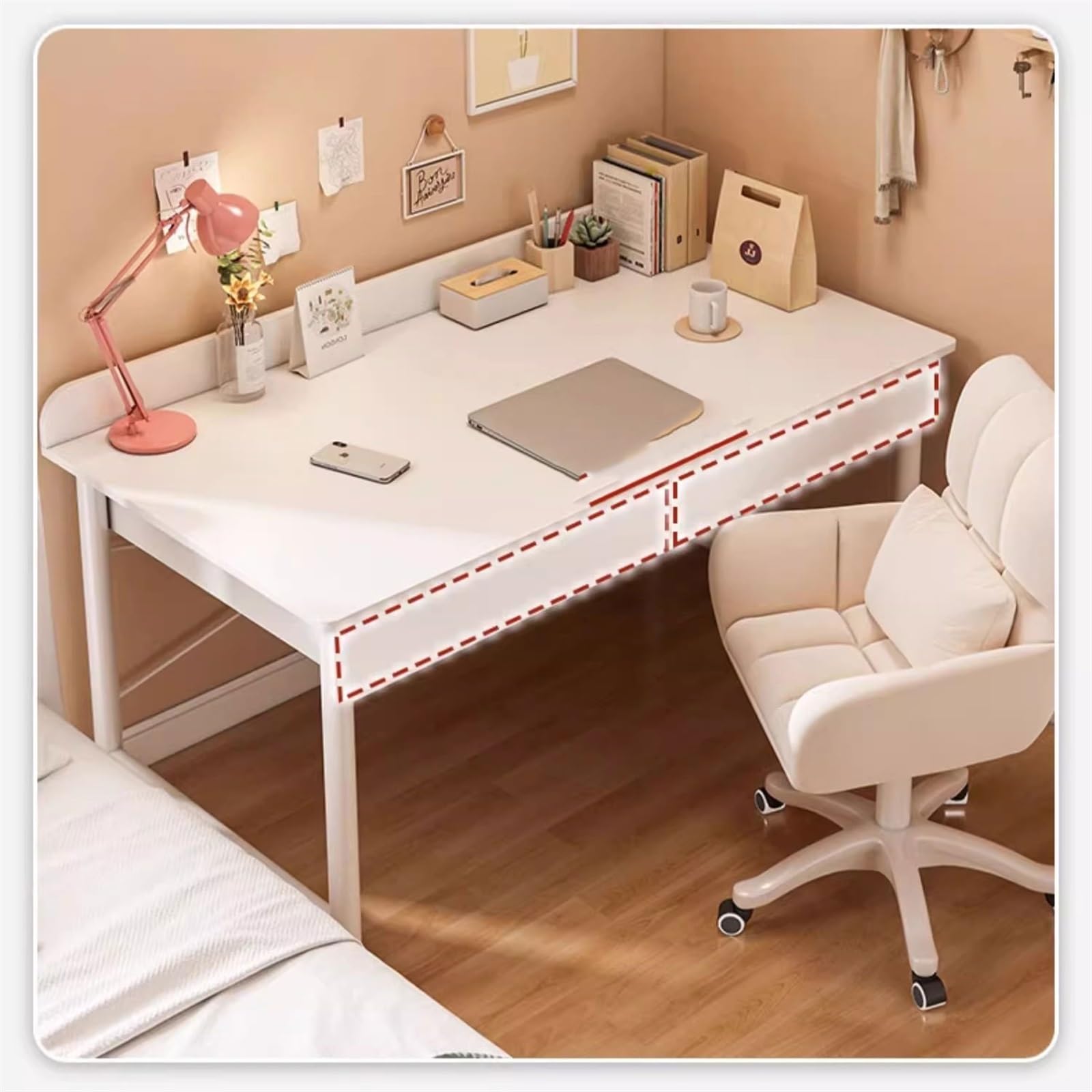 Scrivania moderna da ufficio per camera da letto per ragazze, studenti e casa ufficio, semplice banco da lavoro per affittuari (140 x 50 x 75 cm)