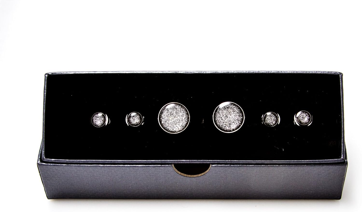 MRCUFF Black Diamond Dust Formal Set Tuxedo Cufflinks & Studs in a Presentation Gift Box & Polishing Cloth