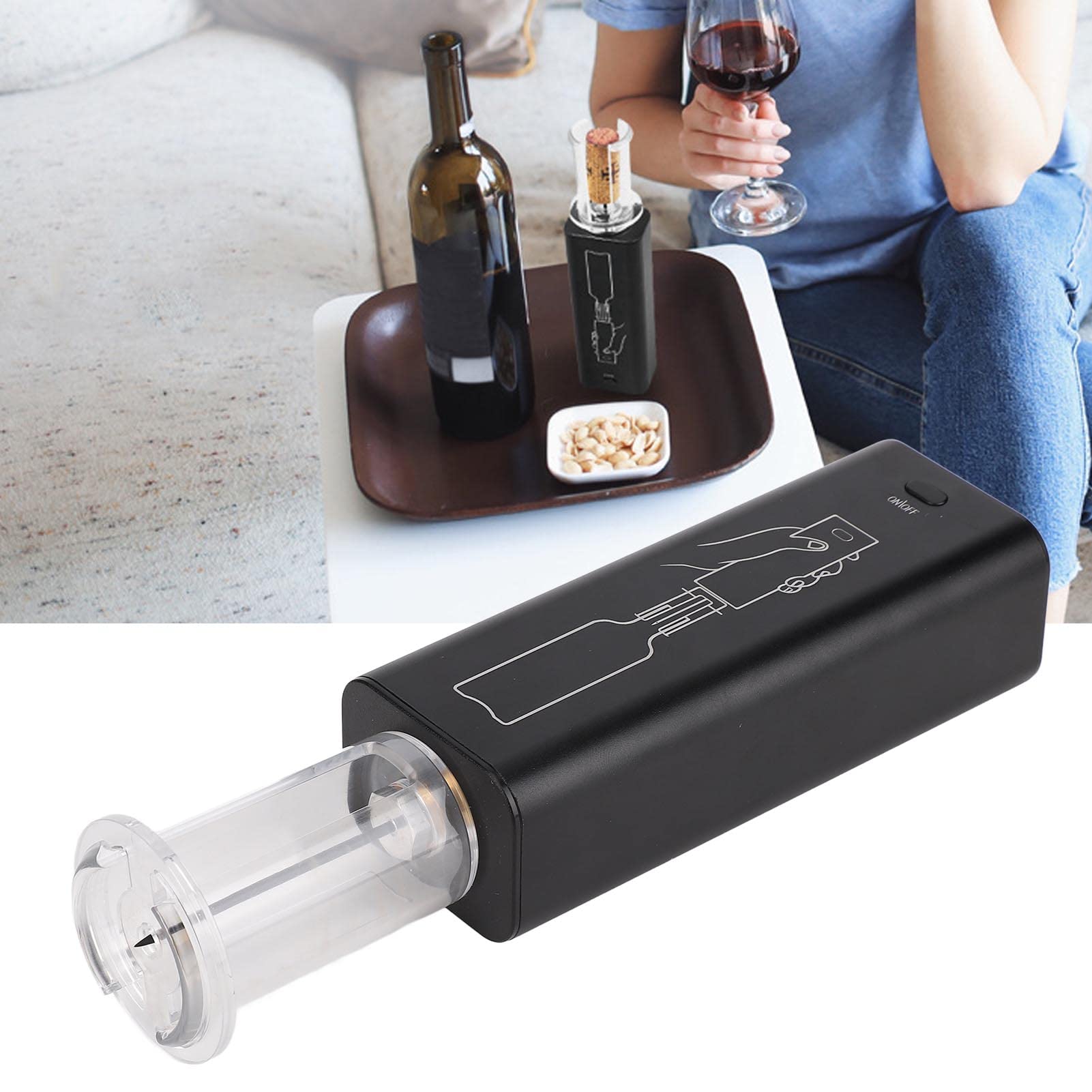 Topyond Electric Wine Opener, Cordless Wine Bottle Opener with Foil Cutter, Quick Automatic Corkscrew, Sleek Design for Home Use, Kitchen Essentials, and Wine Lover Gifts