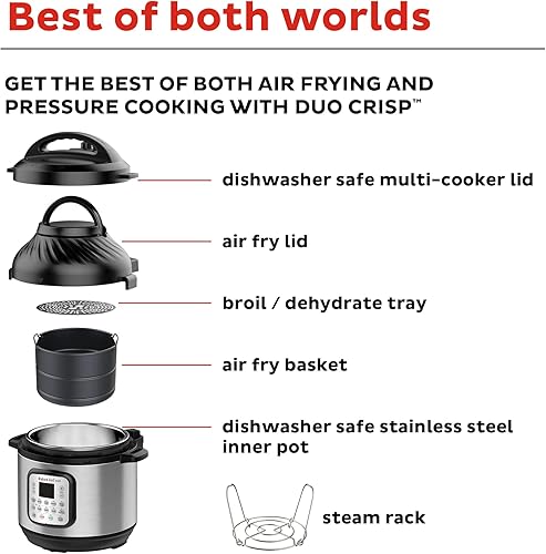 Miniatura 7 de Instant Pot Duo Crisp - Freidora de aire 11 en 1 y olla eléctrica a presión con tapas para diferentes formas de cocción freidora de aire vaporizador